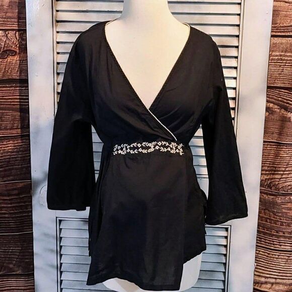 Oh Mama! Lg Embroidered  Maternity Blouse - Picture 1 of 12